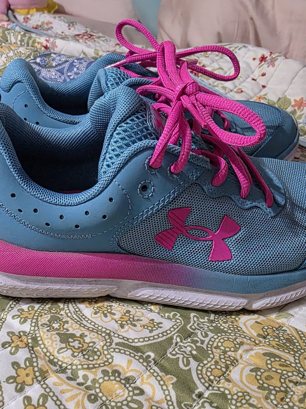 Under Armour Kids Teal and Pink Lace-Up Sneakers